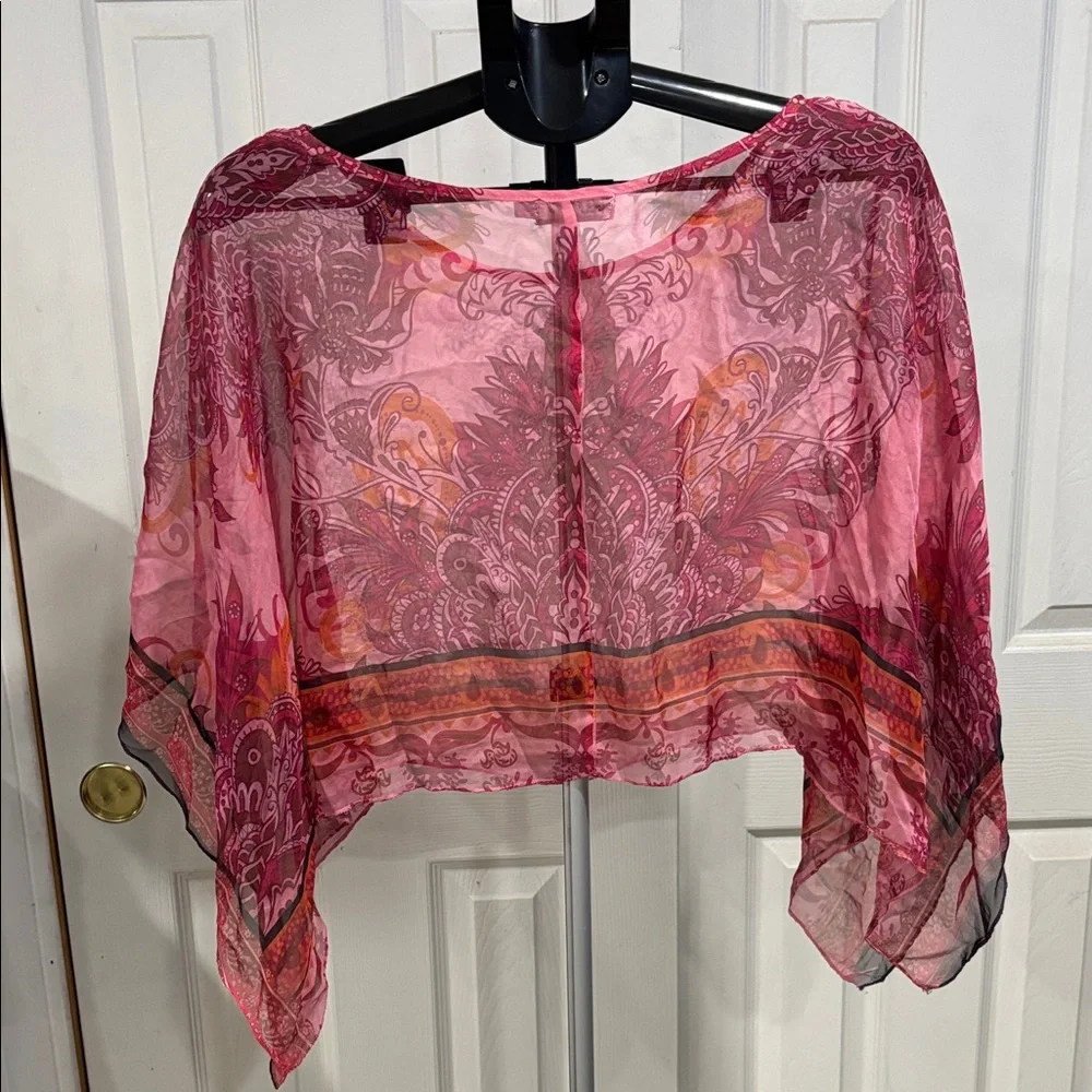 Unity World Wear Pink and Orange Sheer Crop Top - Picture 2 of 5